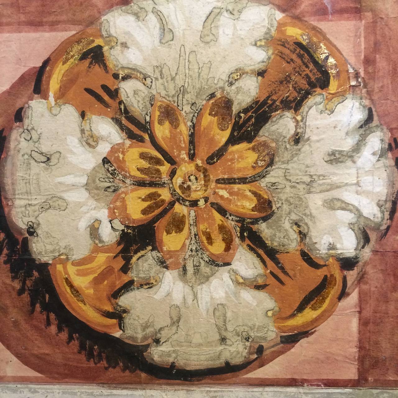 Italienisches florales Wandgemälde des 19. Jahrhunderts (Italienische Schule), Art, von Unknown