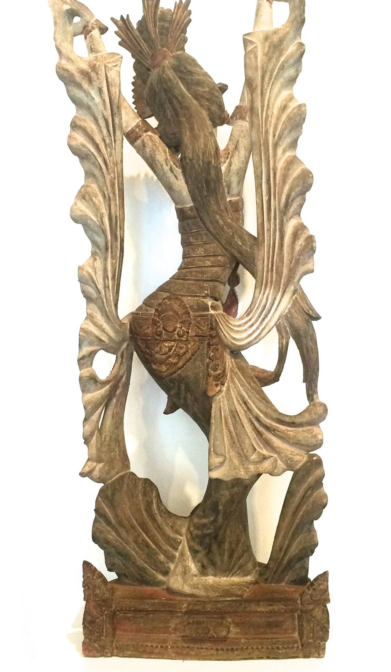  Wood Sculpture of a Dancer Bali - Brown Figurative Sculpture by Unknown