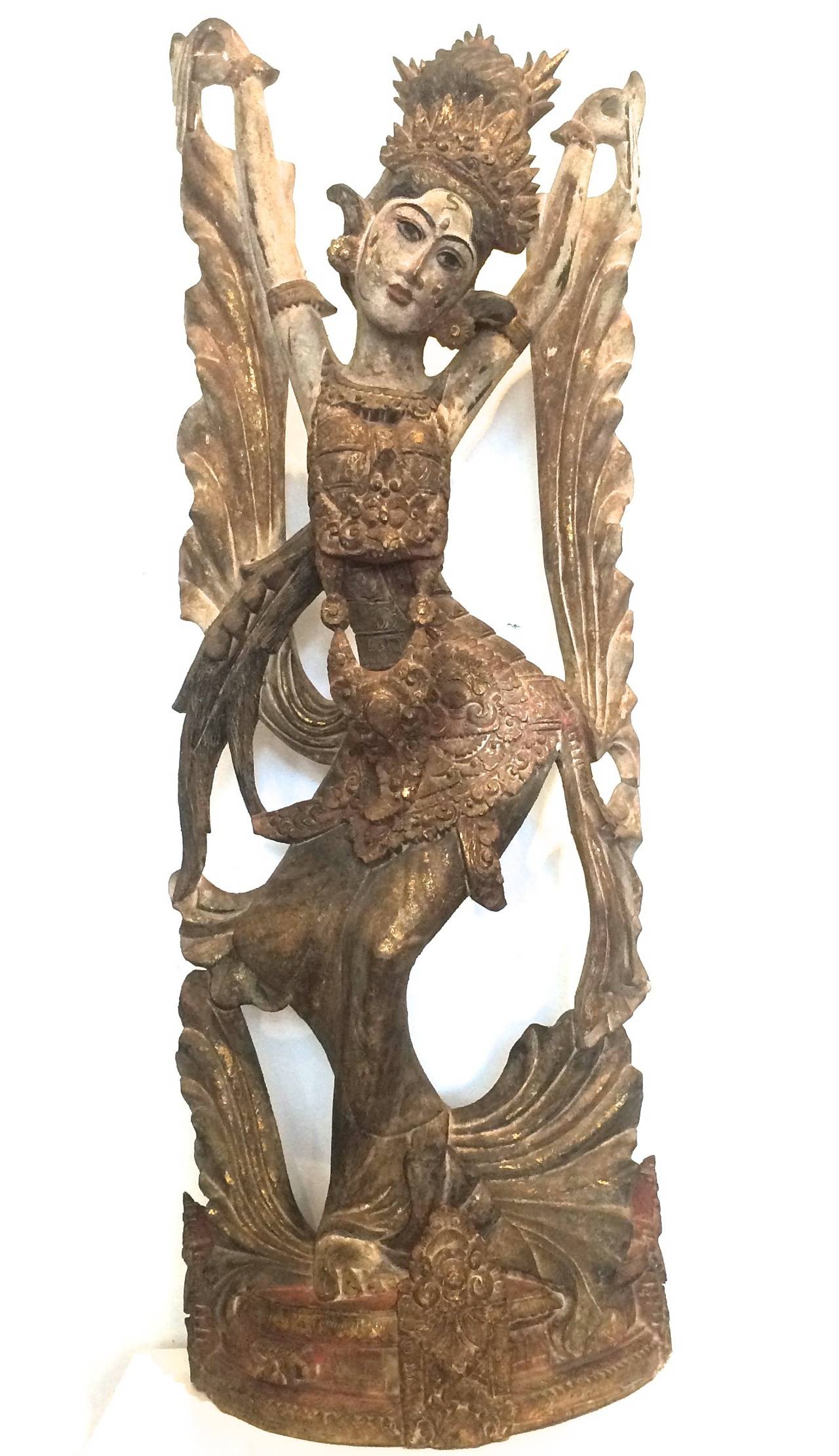 Unknown Figurative Sculpture - Balinese Wood Figure of a Dancer