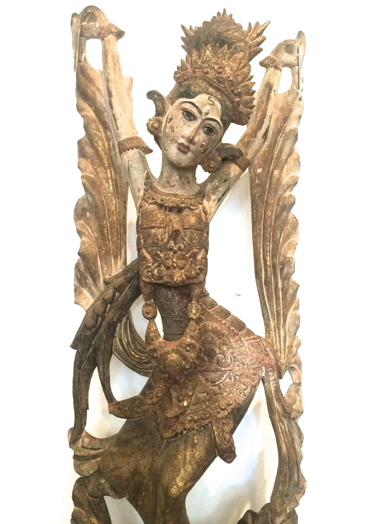 Balinese Wood Figure of a Dancer - Sculpture by Unknown