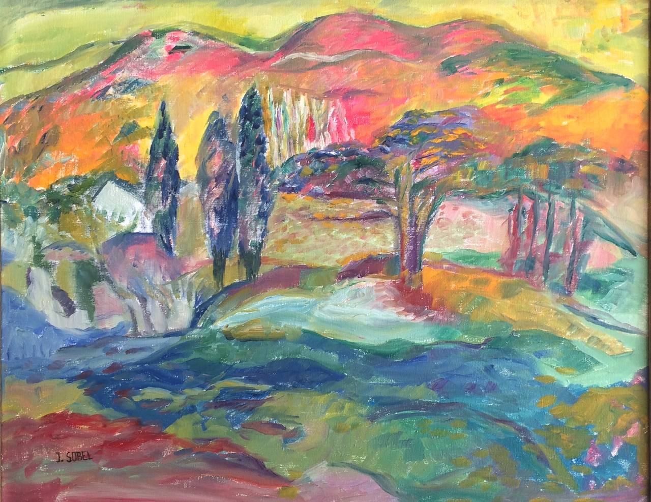 Jehudith Sobel Vibrant Landscape, Painting For Sale at 1stdibs