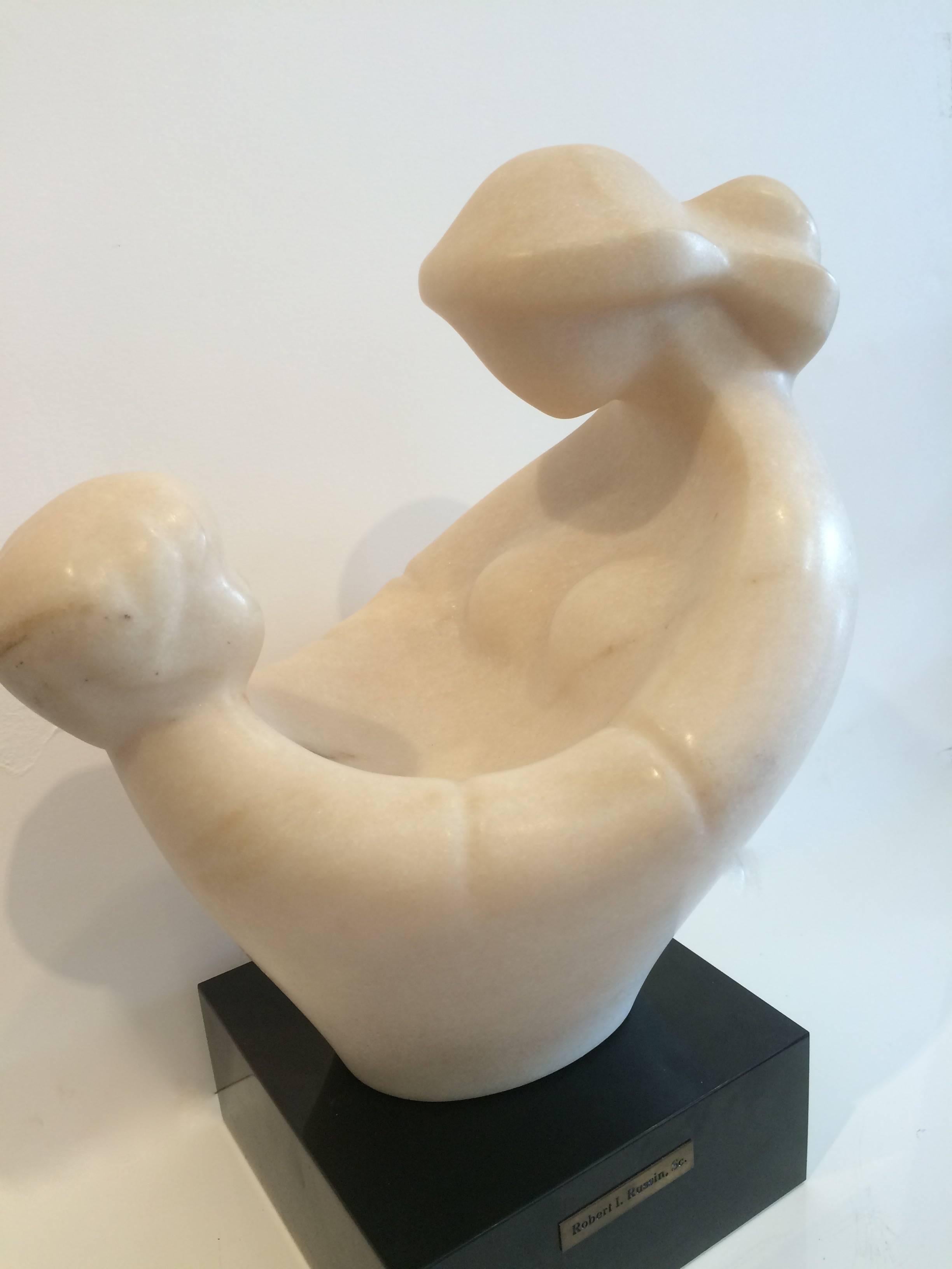 Embrace Mother And Child Marble Sculpture - Beige Figurative Sculpture by Robert Russin