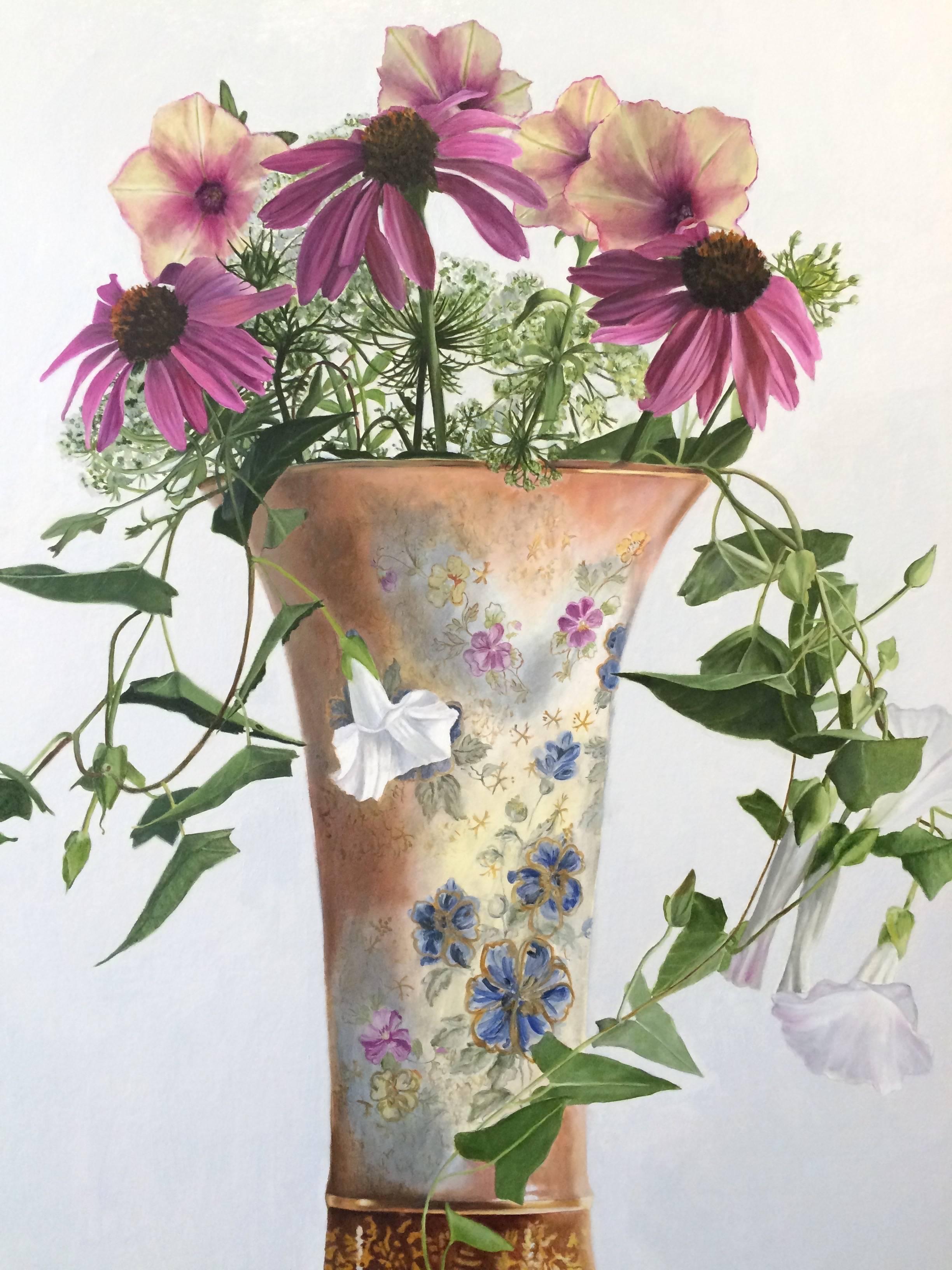 Cone Flowers Still Life  - Painting by Peggie Blizard