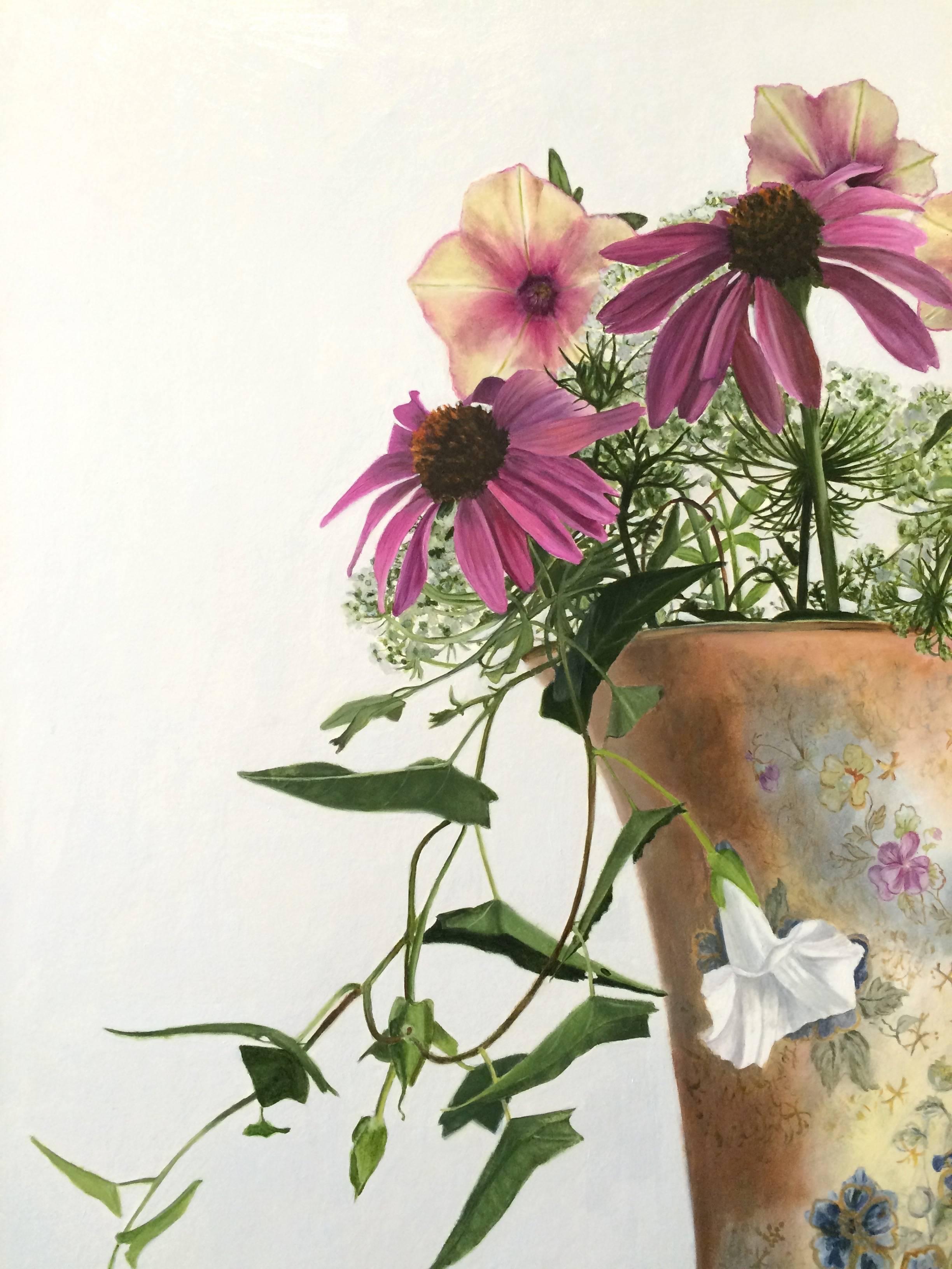 Cone Flowers Still Life  - Realist Painting by Peggie Blizard