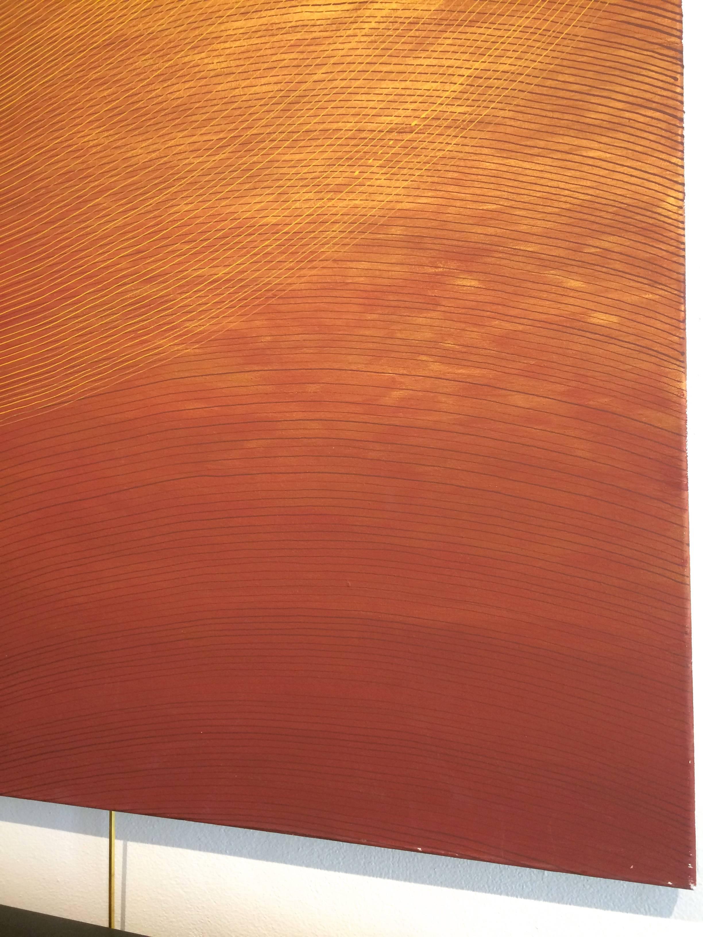 Canards  - Orange Abstract Painting par Agata Koczan