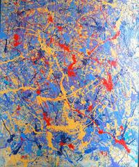 "Magic I" Large Blue and Red Abstract