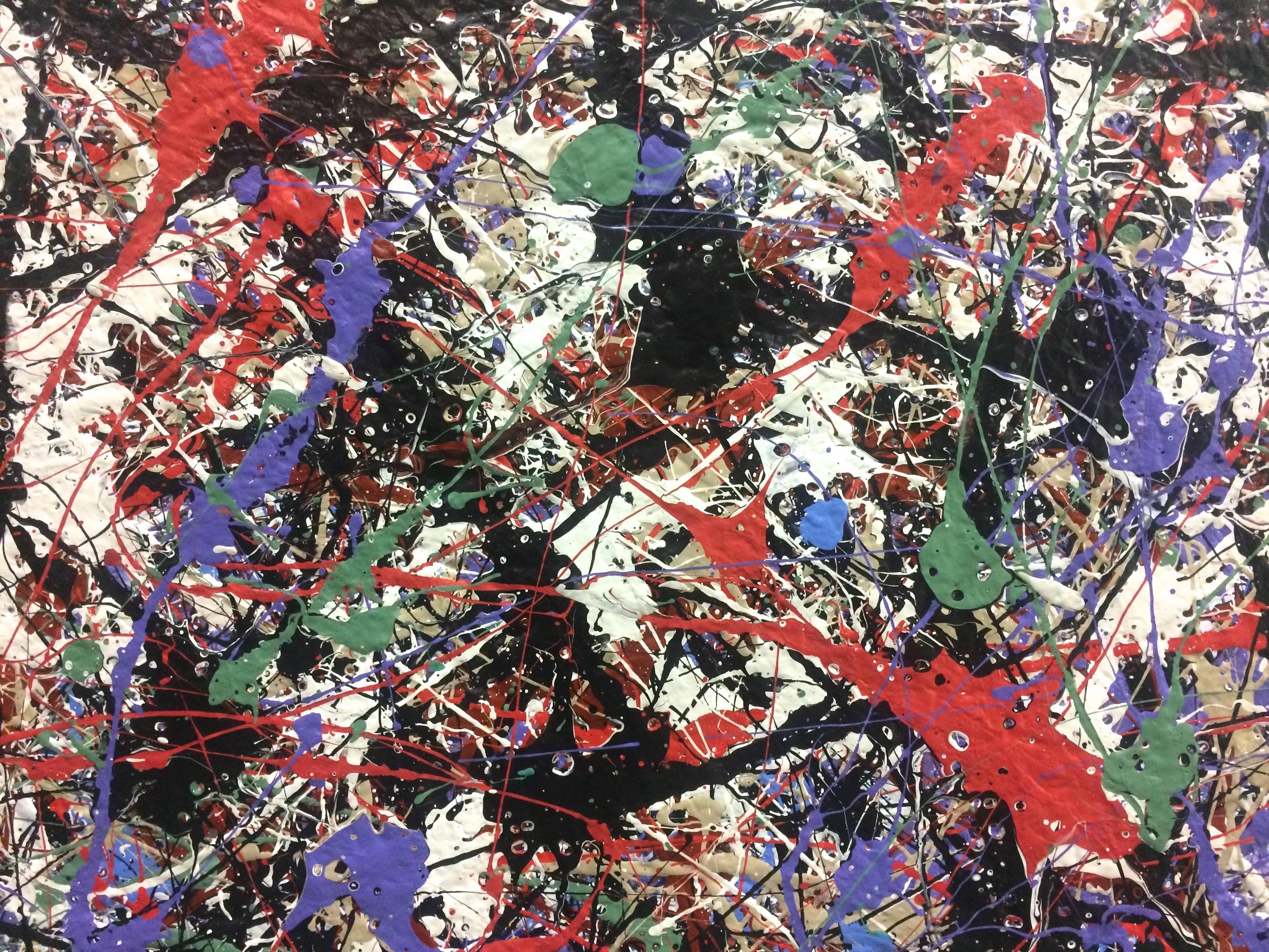 Abstrakte Komposition in Schwarz und Rot  (Abstrakter Expressionismus), Painting, von John Frates