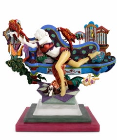 Parrots Large Pate De Verre Glass Sculpture, American Modern