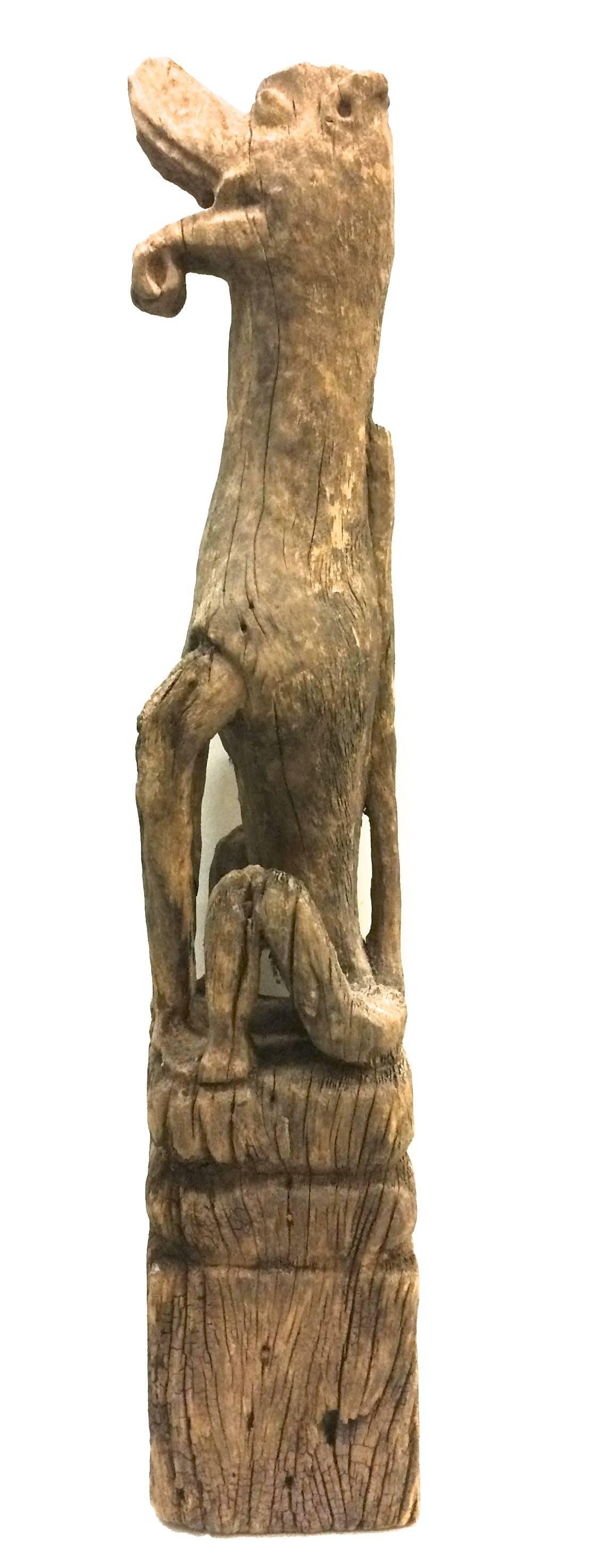 Antique Tribal Guardian Dog Wood Statue BALI For Sale 2