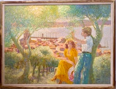Paesaggio romantico, impressionista francese, olio su tela
