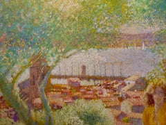 Paesaggio romantico, impressionista francese, olio su tela