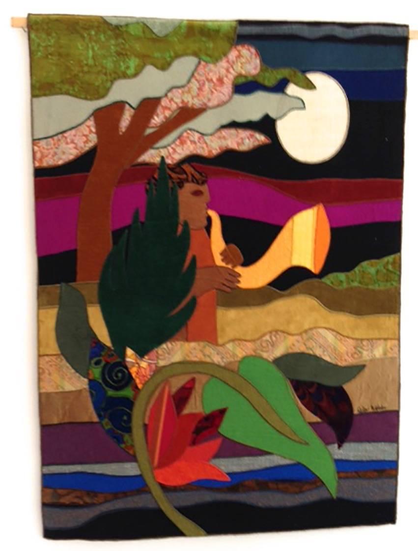 Large Fabric Collage Tapestry - Mixed Media Art by Helen Weber