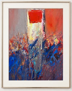 Résumé n° 93, acrylique expressionniste sur papier d'archivage, signé, 39 x 27,5