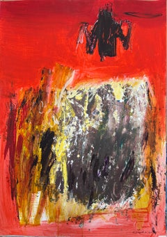 Abstract Nr. 95, expressionistisches Acrylgemälde auf Archivpapier, signiert, 39 x 27,5