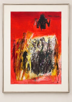 Abstract Nr. 95, expressionistisches Acrylgemälde auf Archivpapier, signiert, 39 x 27,5