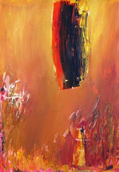 Abstract Nr. 85, expressionistisches Acrylgemälde auf Papier, signiert, 39 x 27,5 Zoll