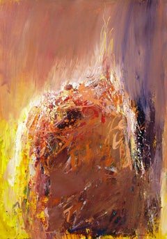 Abstract Nr. 104, expressionistisches Acryl auf Papier, signiert, 39 x 27,5 Zoll