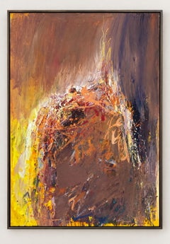 Abstract Nr. 104, expressionistisches Acryl auf Papier, signiert, 39 x 27,5 Zoll