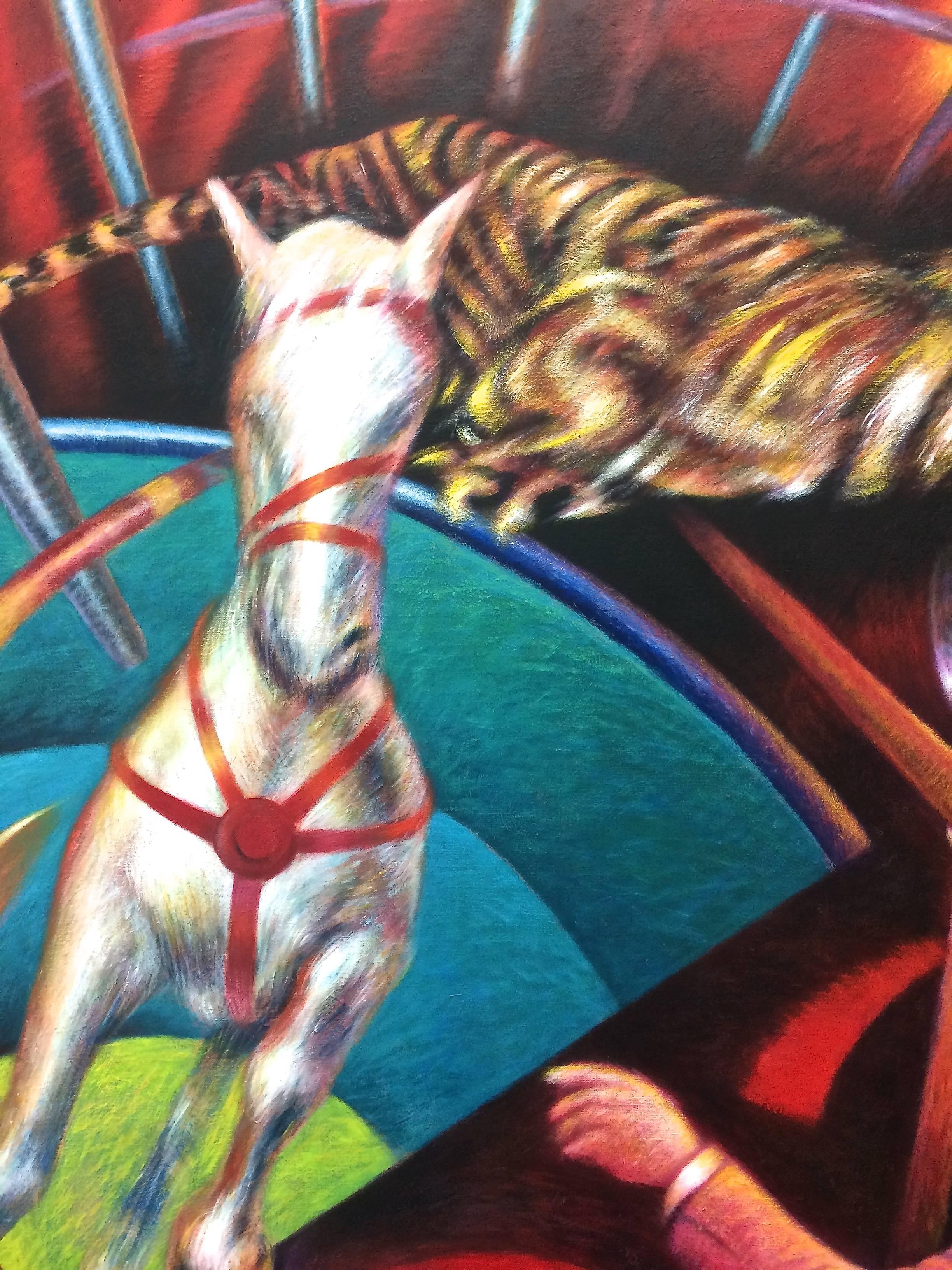 Salto della tigre grande Acrilico su tela - Painting Contemporaneo di Carlos Aresti