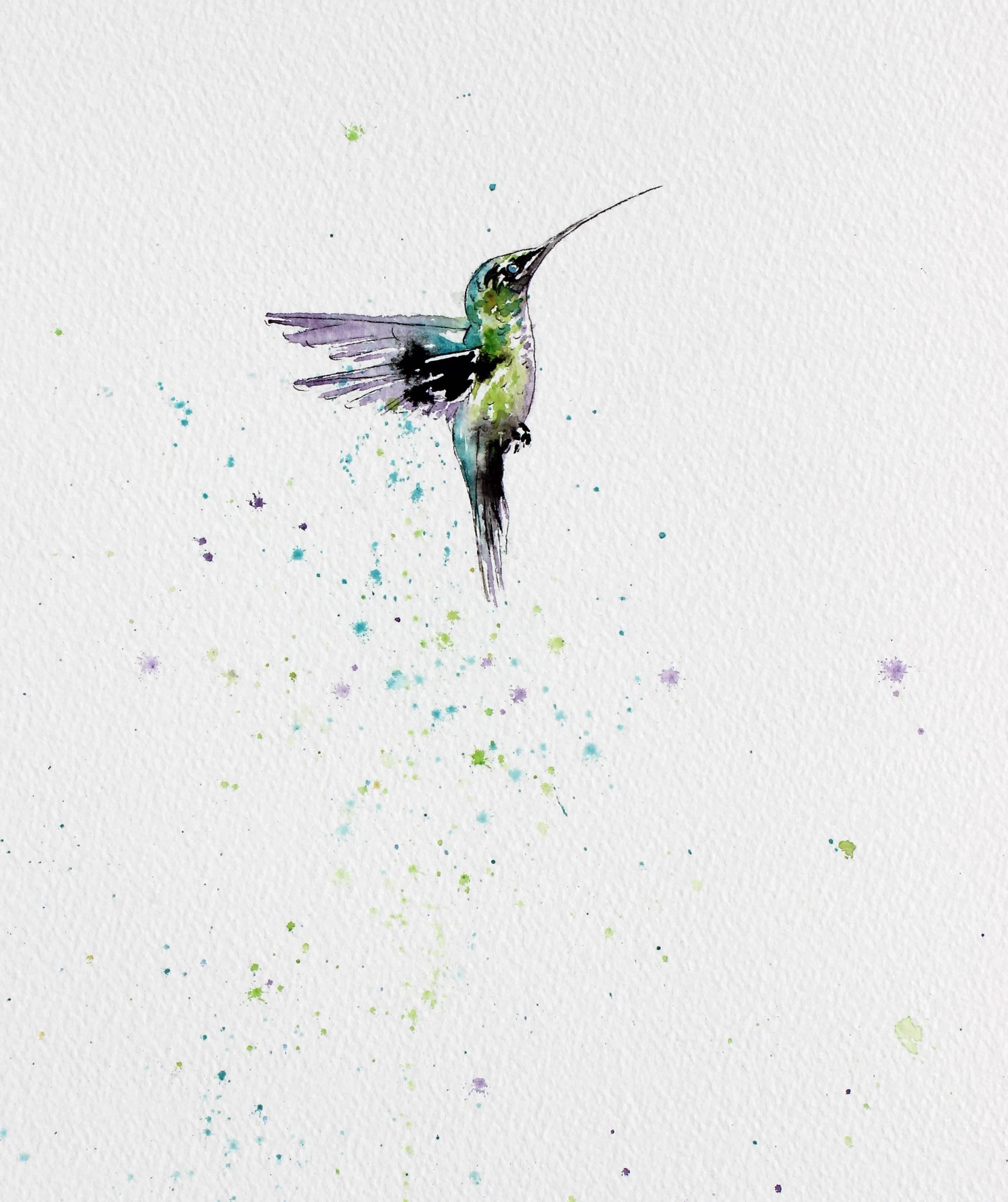 Hummingbird VIII Ink on paper framed - Art by Keith Carrington