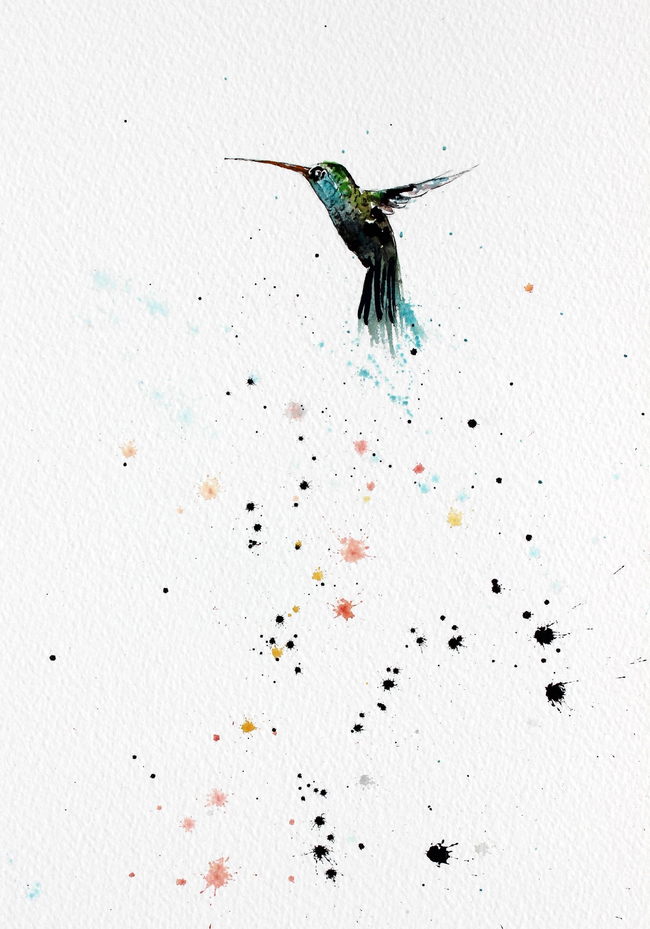 Hummingbird X framed - Painting by Keith Carrington