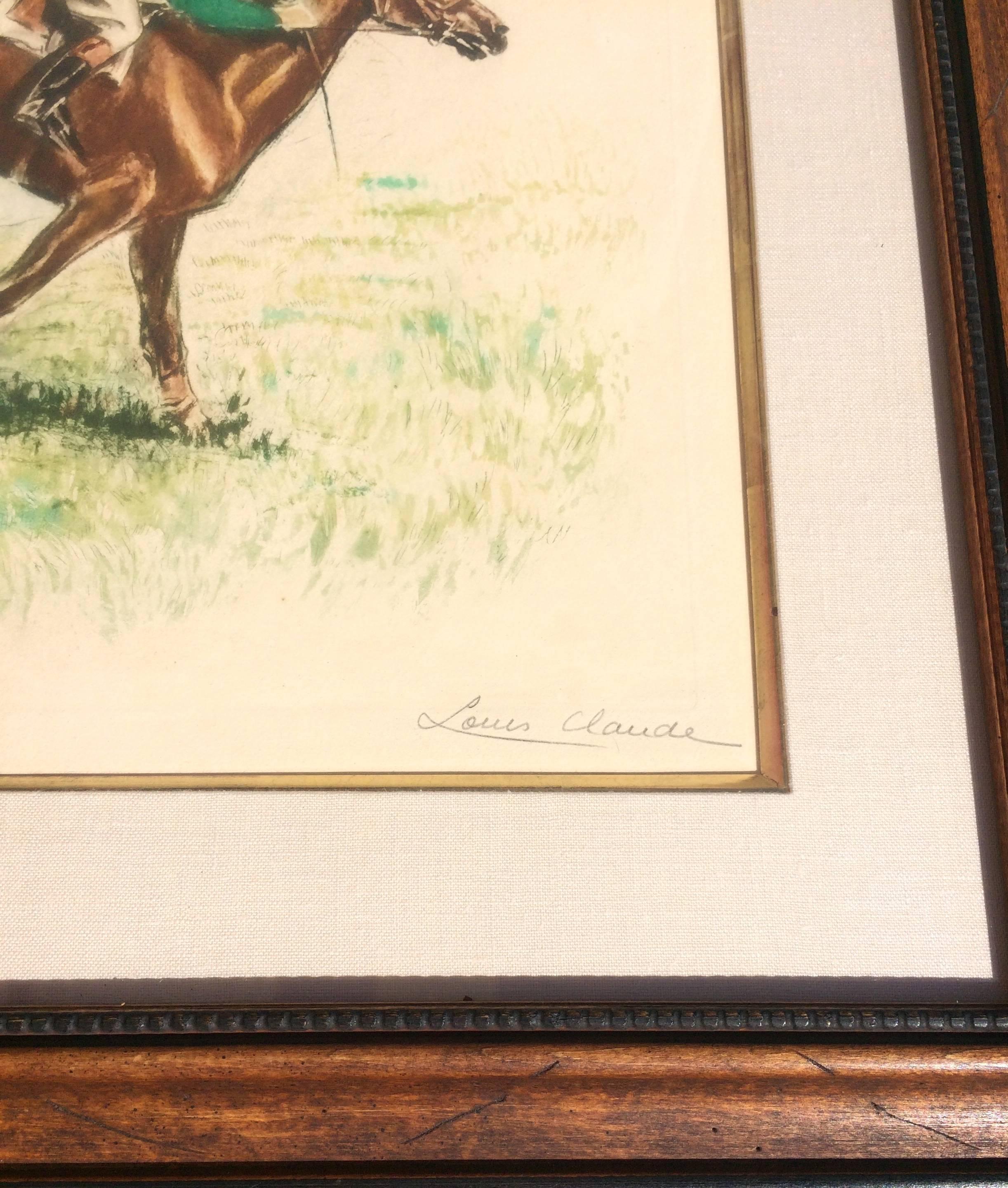 Equestrian Jump - Beige Animal Print by Louis Claude
