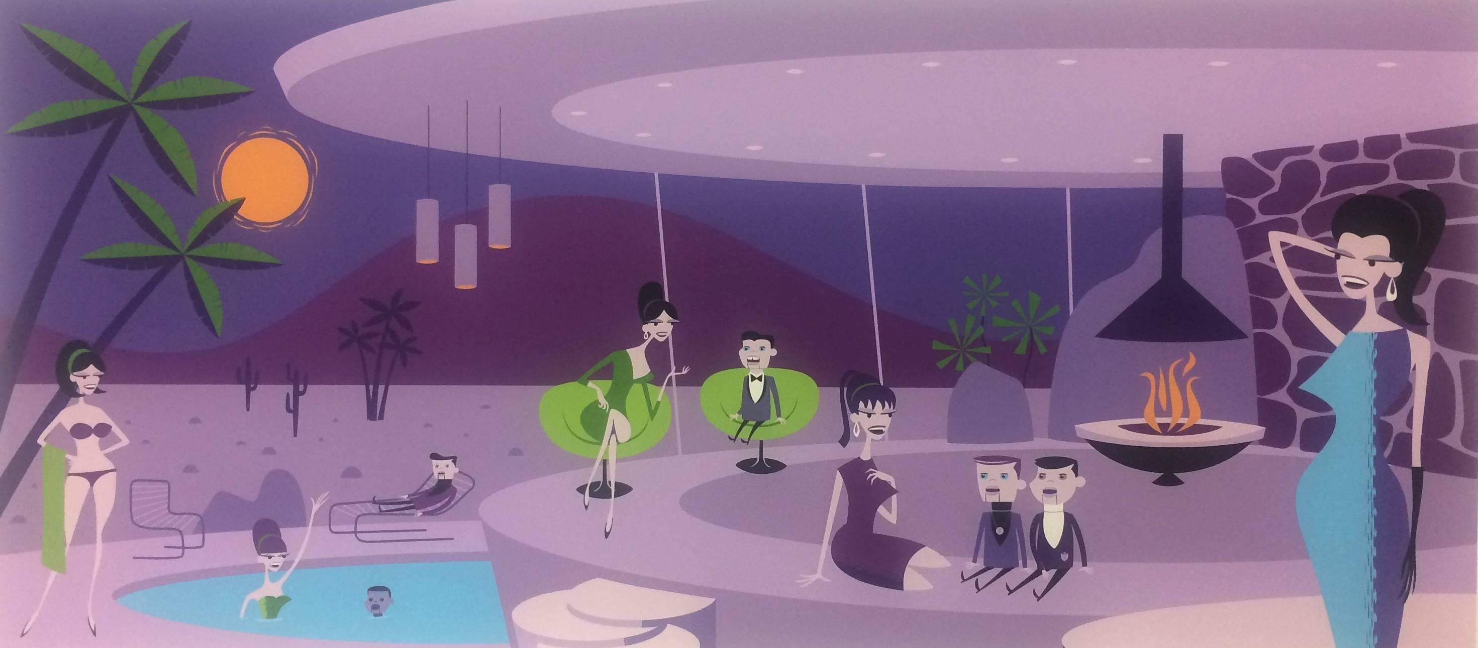 Palm Spring After Dark - Print by Josh Agle