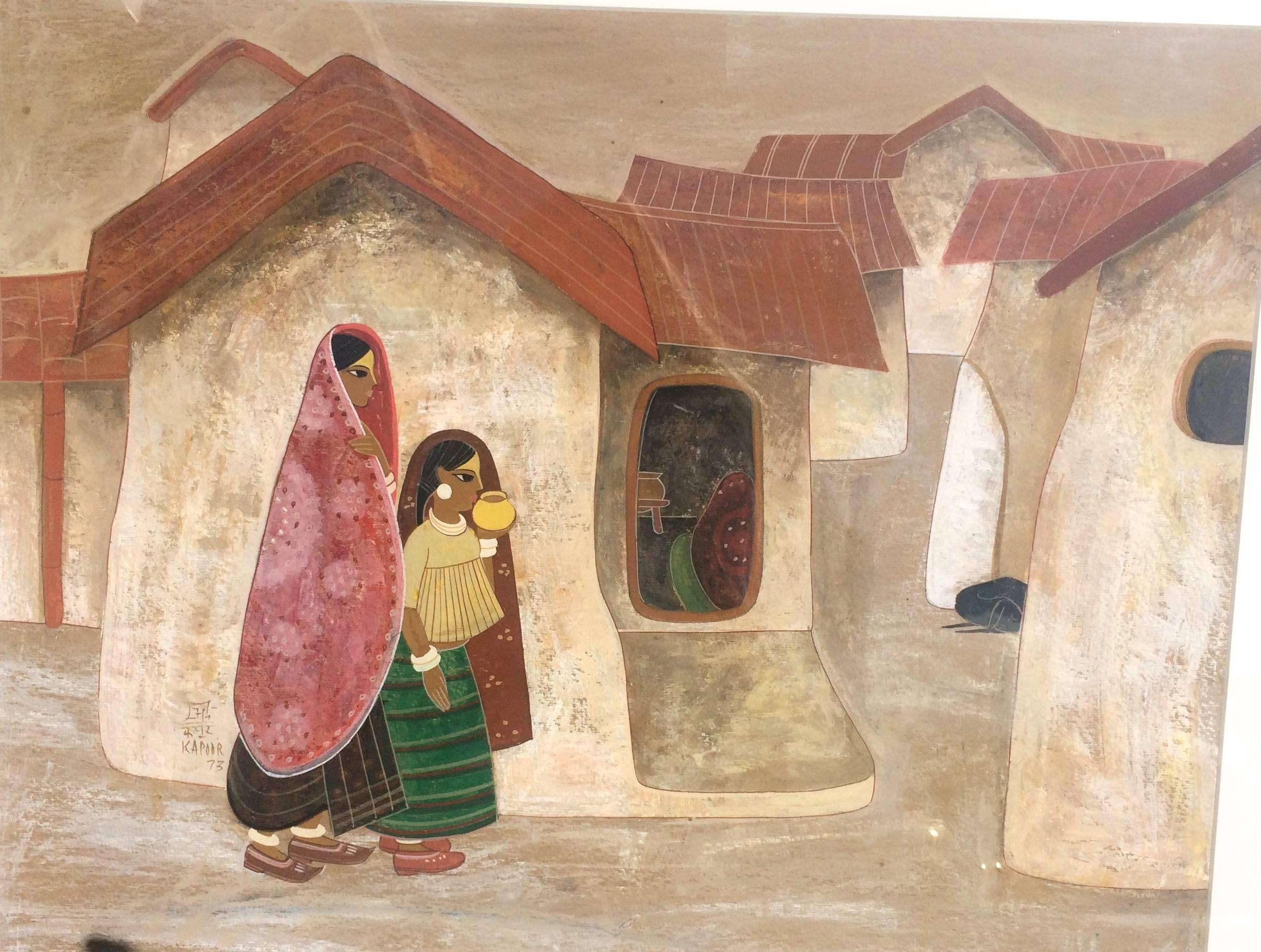 Village Girls - Painting by Bhagwan Kapoor