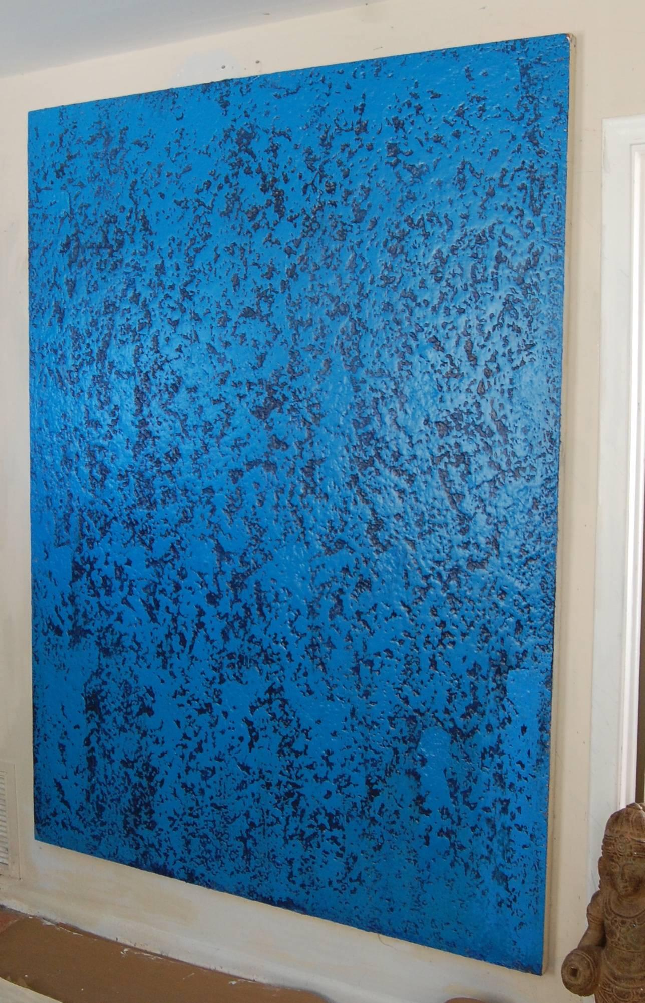 Infinity 2018
Large dynamic royal blue and navy heavy texture acrylic on canvas. 
John Frates is an American artist born in 1943. John has been painting full time for the last 15 years, he has exhibited his paintings in galleries and art shows in