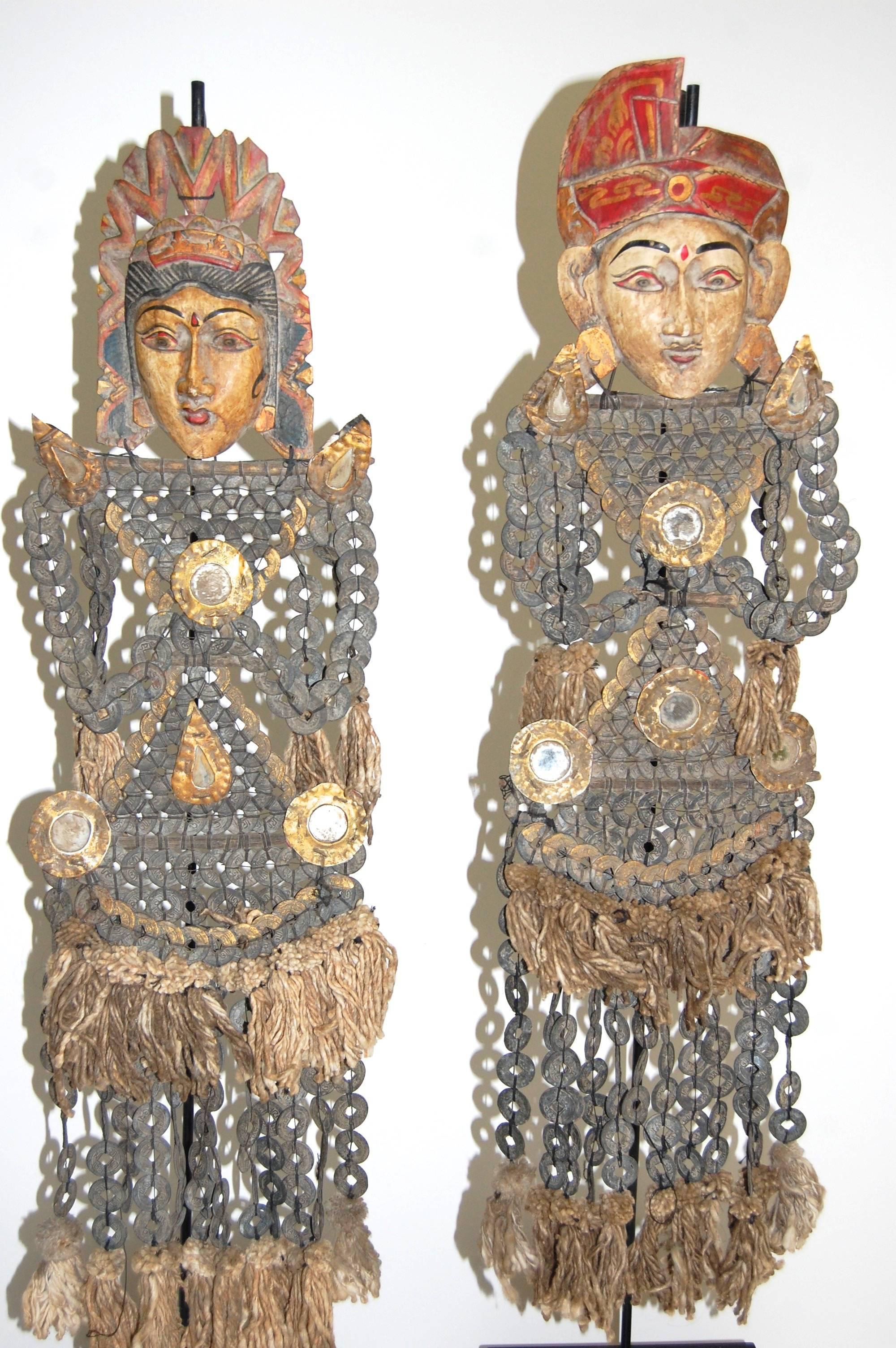 Pair of Vintage Balinese Coin Statues  - Sculpture by Unknown