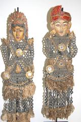 Pair of Vintage Balinese Coin Statues