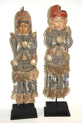 Pair of Vintage Balinese Coin Statues 