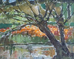 Paesaggio moderno europeo con alberi