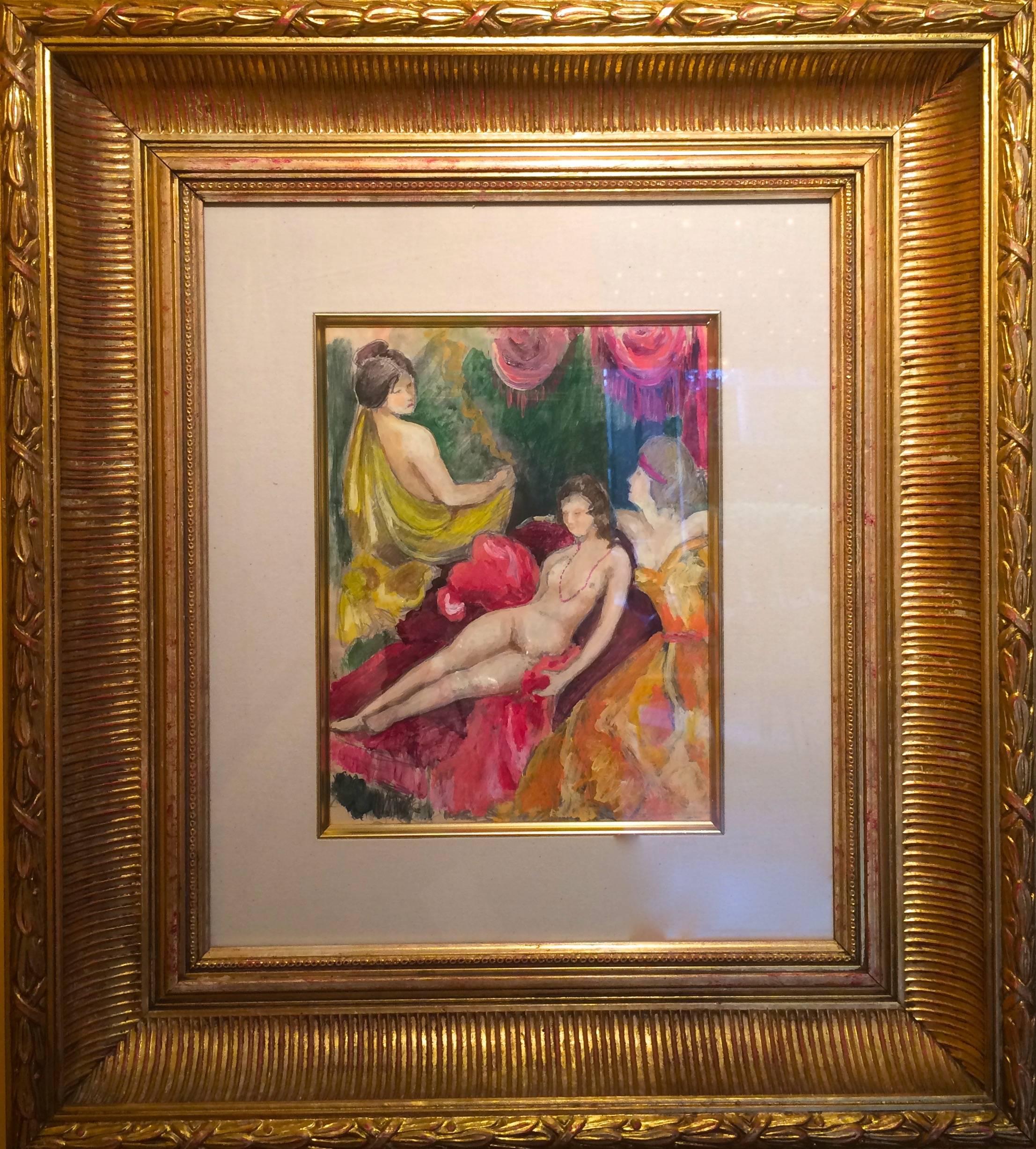  Reclining  Nude - Post-Impressionist Art by Dewitt M. Lockman