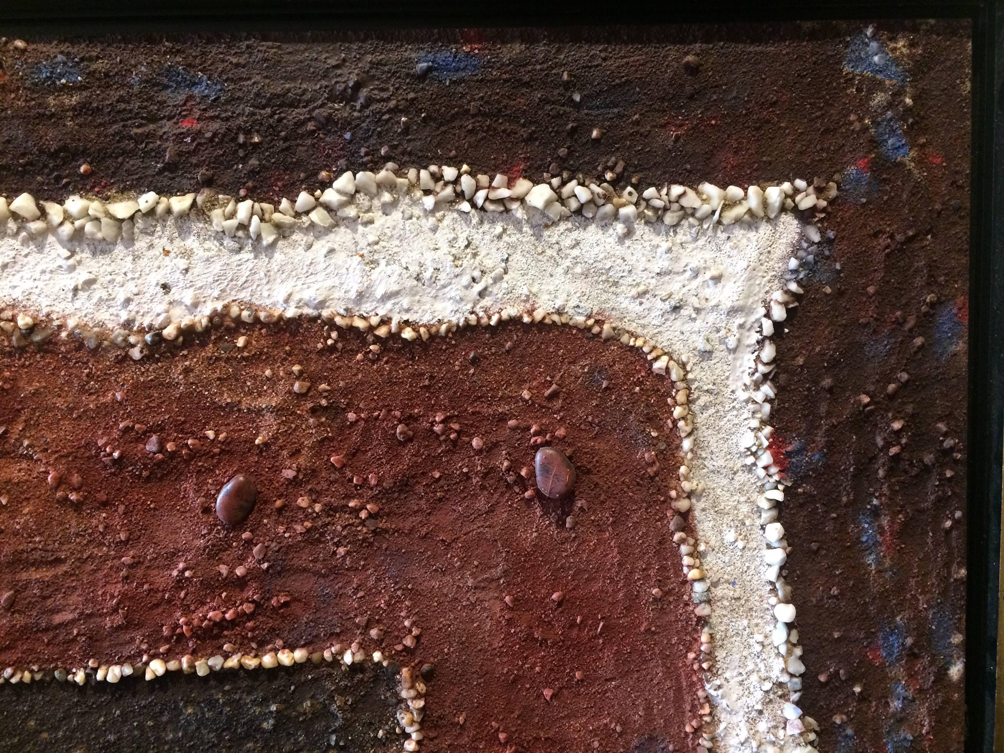 Grande stampa mista astratta geometrica intitolata Africana - Abstract Painting Nero di Unknown