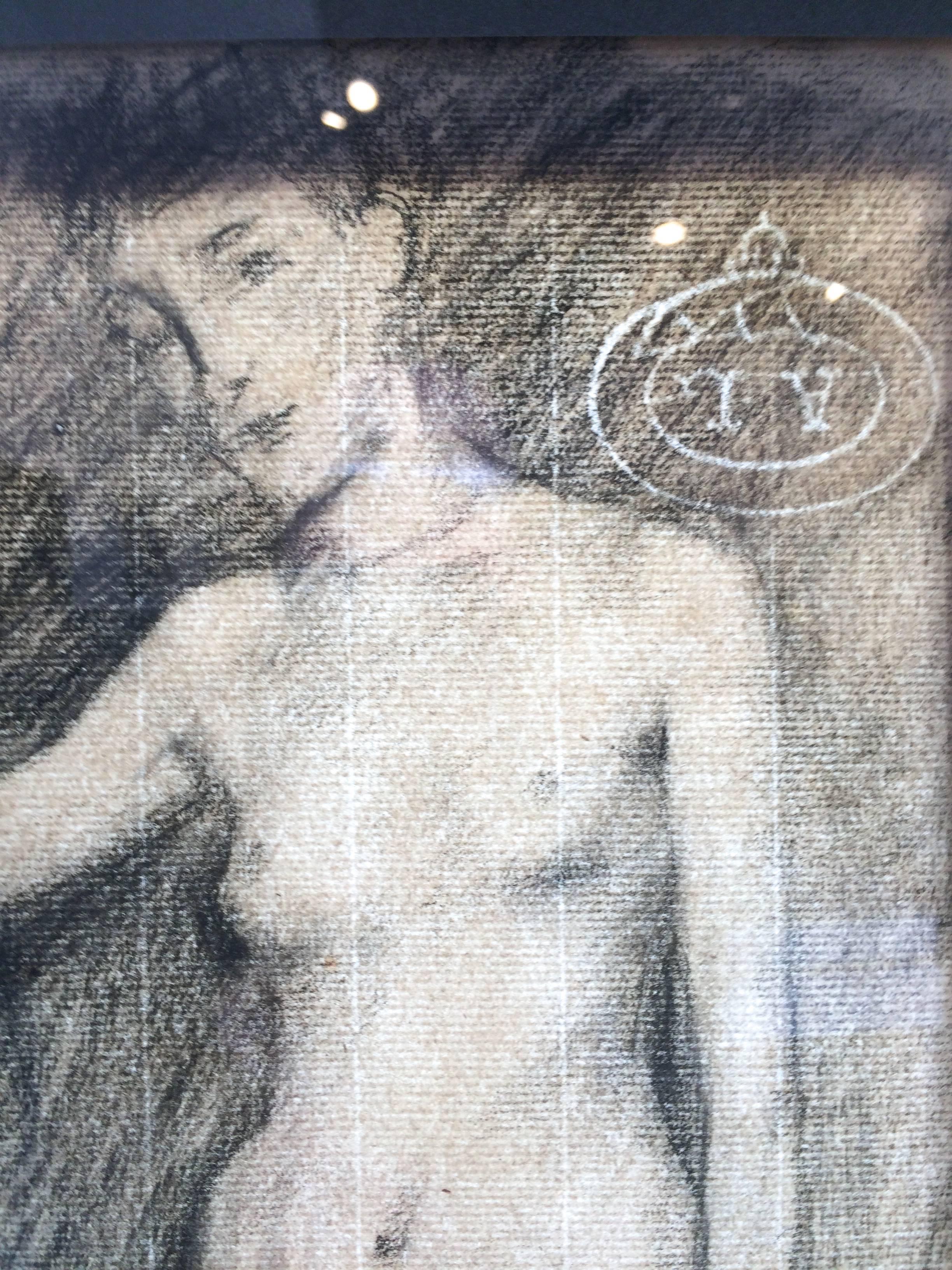  Dessin d'étude académique du début du 20e siècle d'une figure féminine nue, également un dessin de nu au verso, papier filigrané, non signé.
Nu dessiné au crayon 17 
