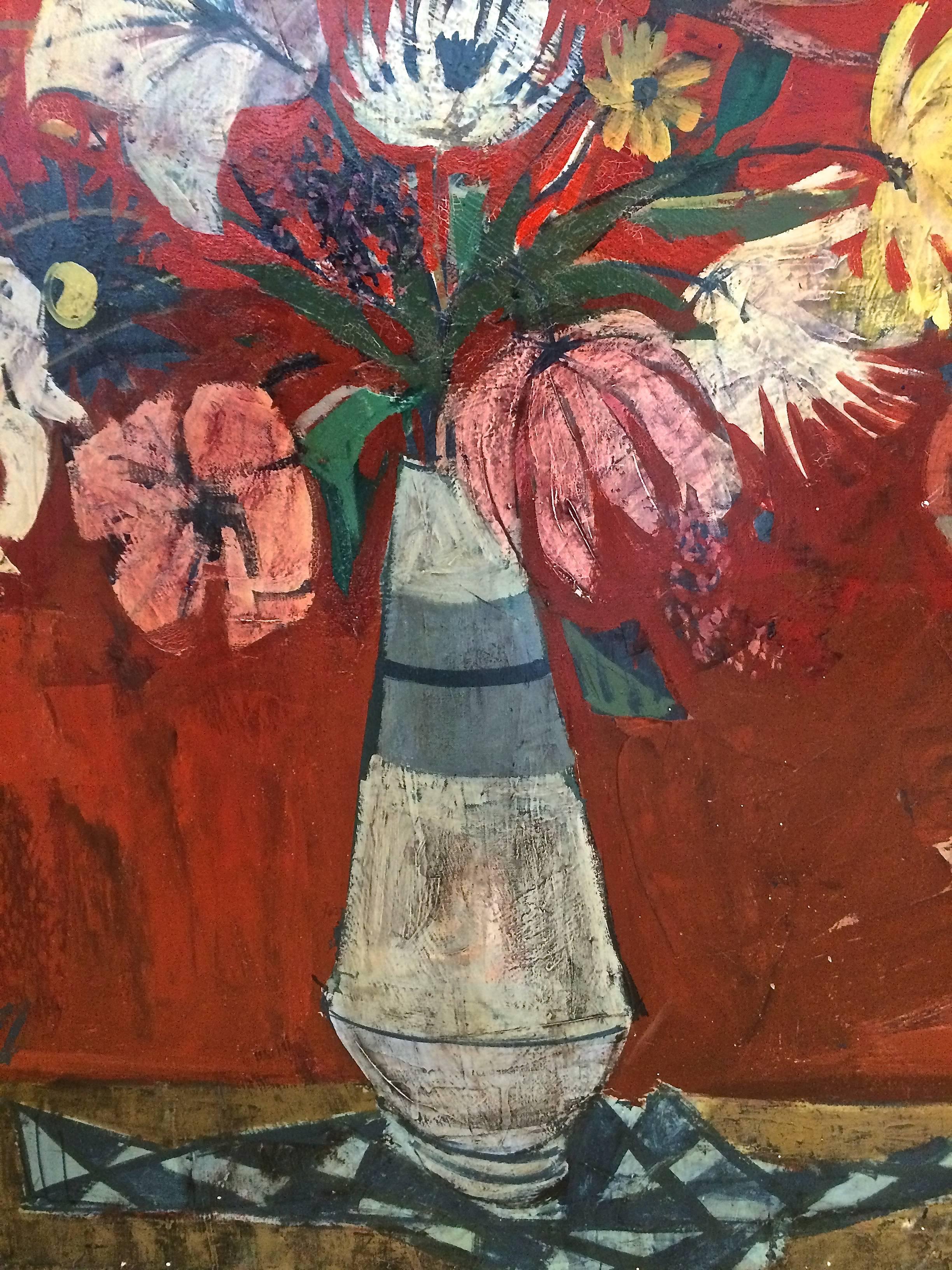 Still Life Vase with Flowers  - Brown Still-Life Painting by Charles Levier
