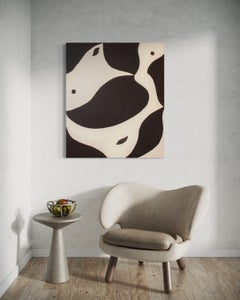 Silent Embrace, Contemporary Monochrome Abstract Painting