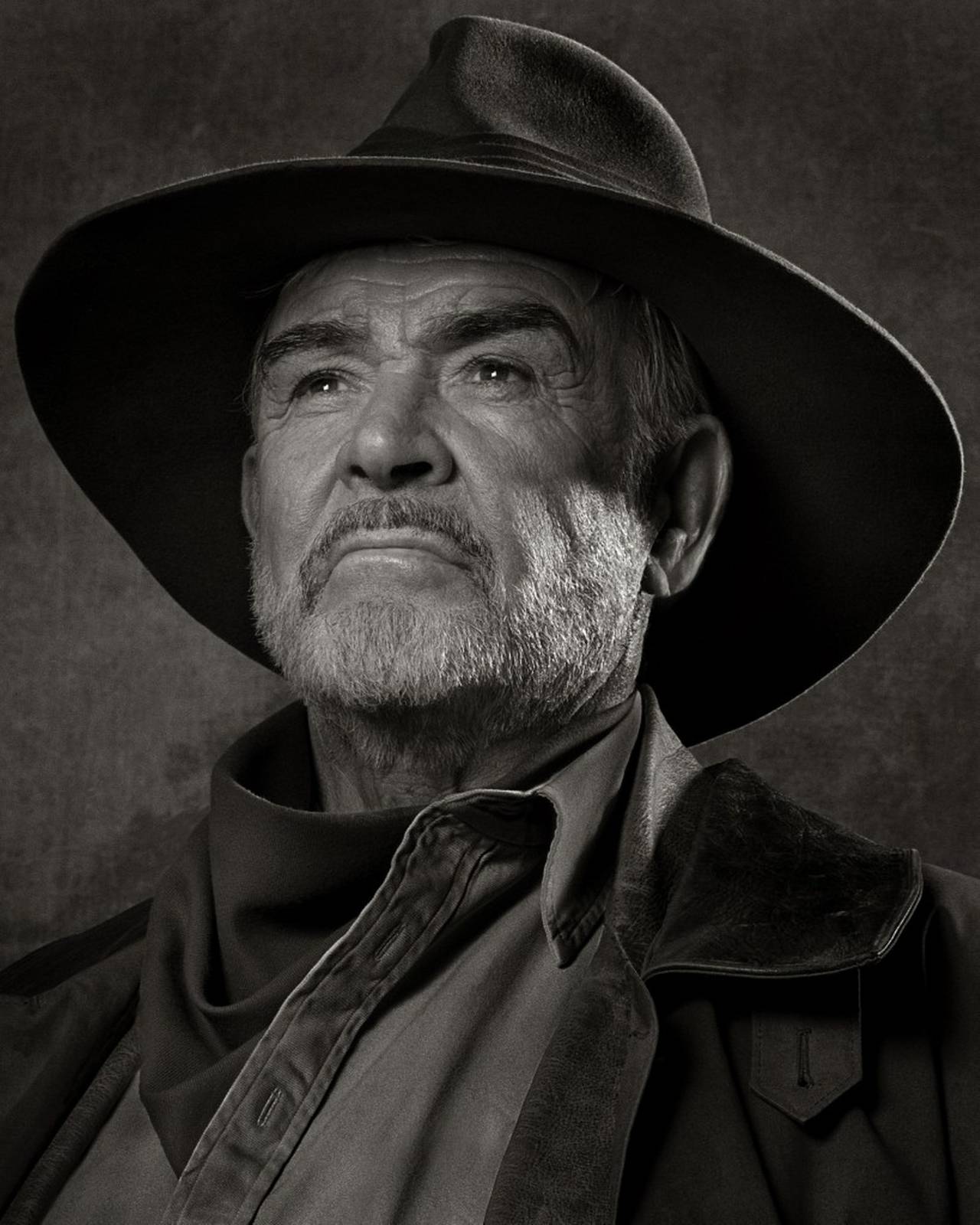 Albert Watson Black and White Photograph - Sean Connery, Prague - portrait with cowboy hat, fine art photography, 2002