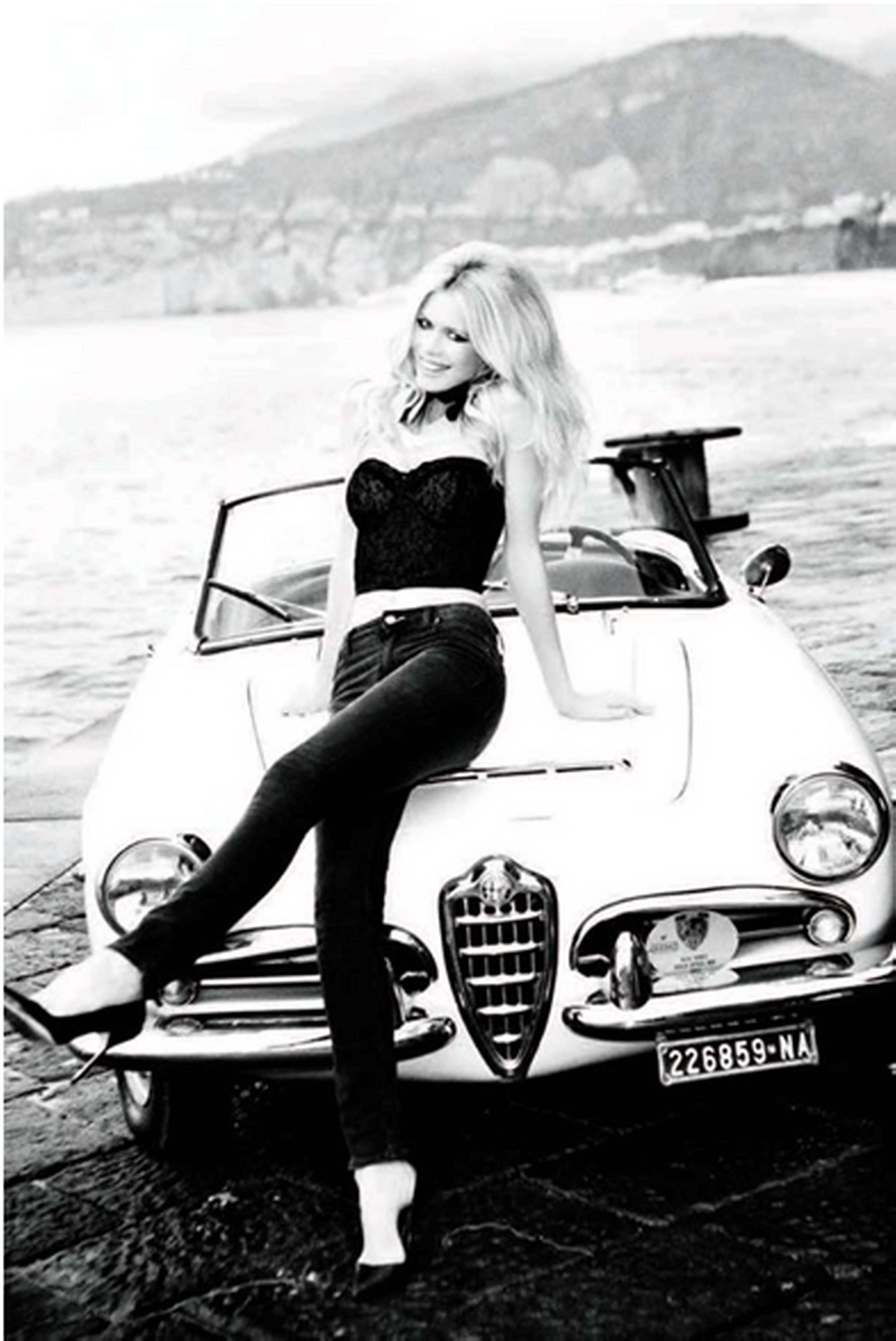 Ellen von Unwerth Black and White Photograph - Claudia Schiffer with Car