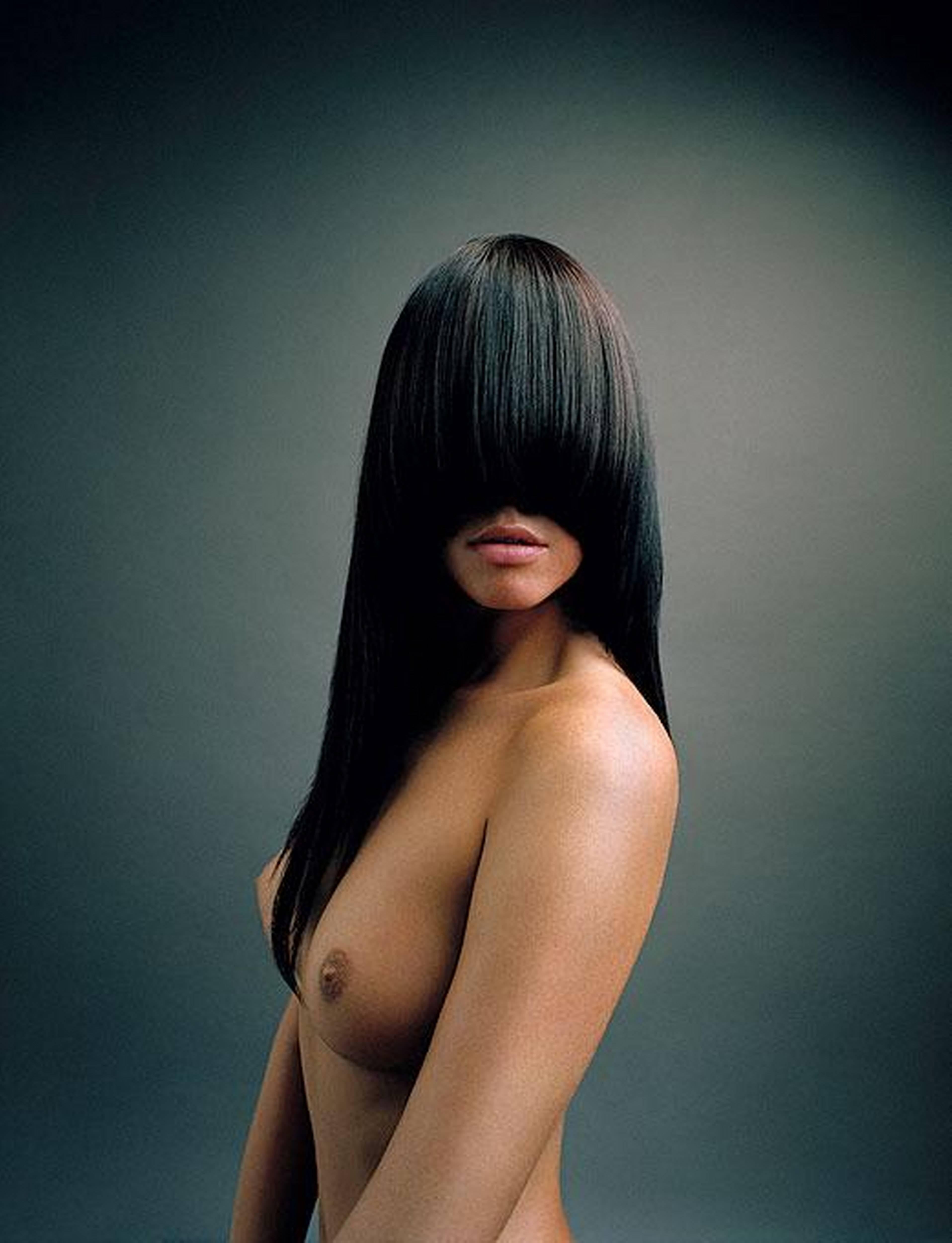 Irina - nude portrait with long hair, fine art photography, 2005