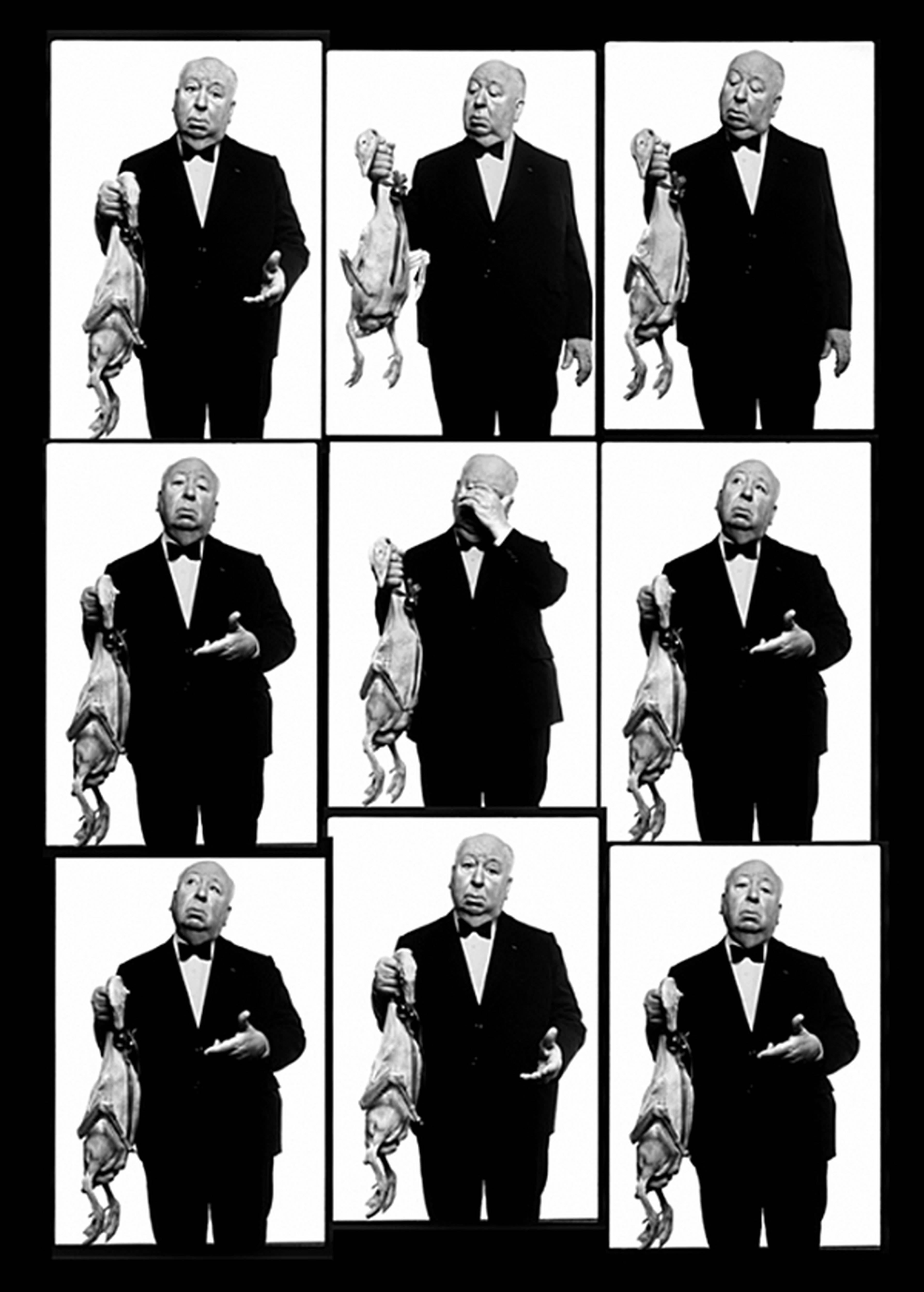 Albert Watson Black and White Photograph - Alfred Hitchcock with Goose Contact Sheet