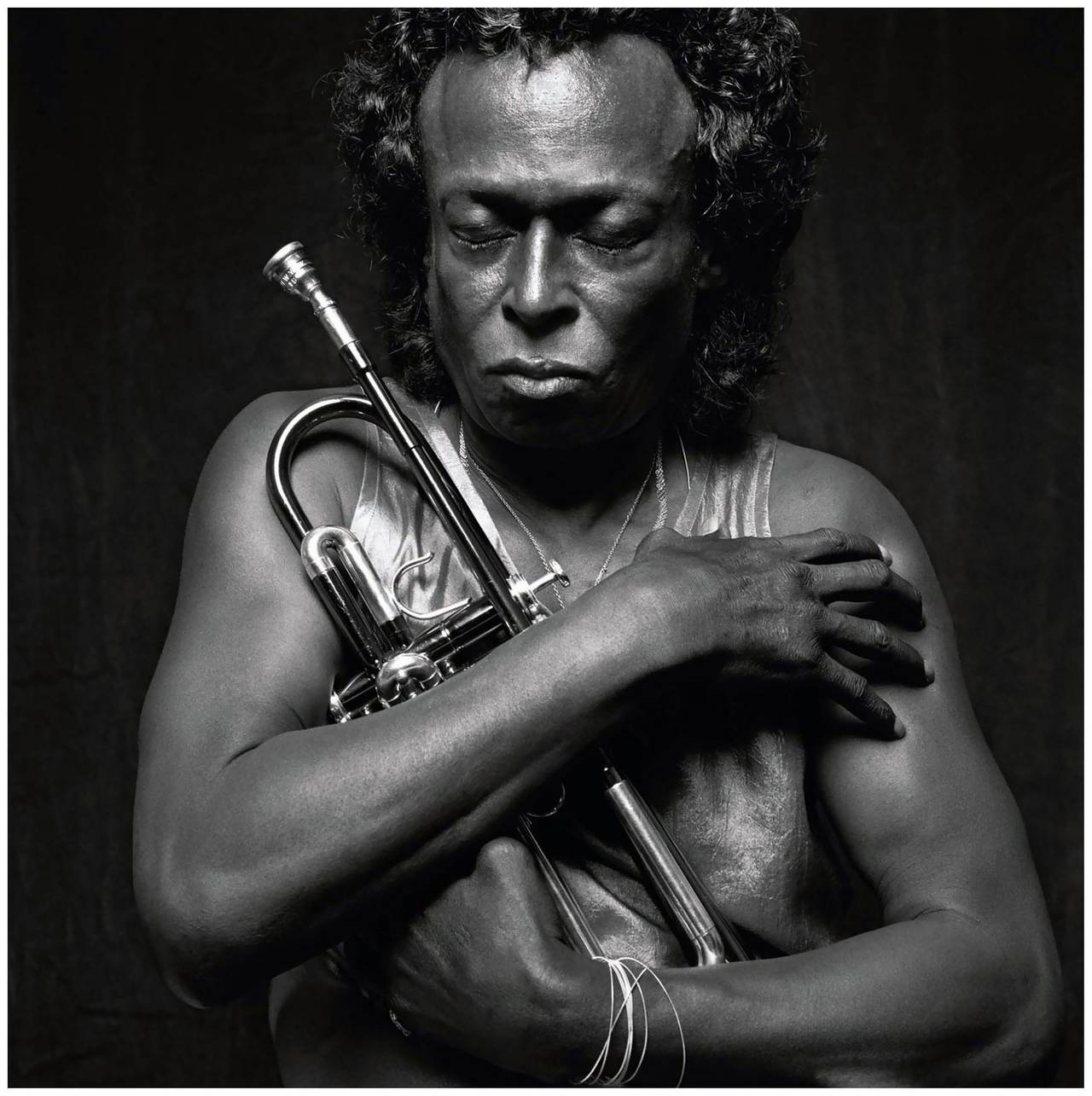 Michel Comte Portrait Photograph - Miles Davis II. Per Lui - Portrait with Trumpet, fine art Photography, 1989