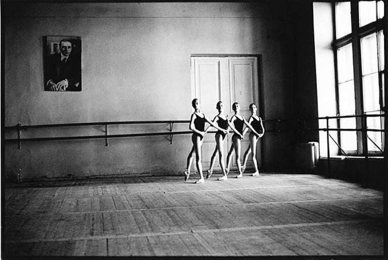 Arthur Elgort Black and White Photograph - Vaganova School St. Petersburg, Four Dancers Holding Hands