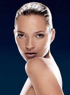 Kate Moss Big Issue - Portrait with blue background, fine art photography, 1999