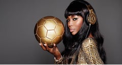 Naomi Campbell with soccer ball