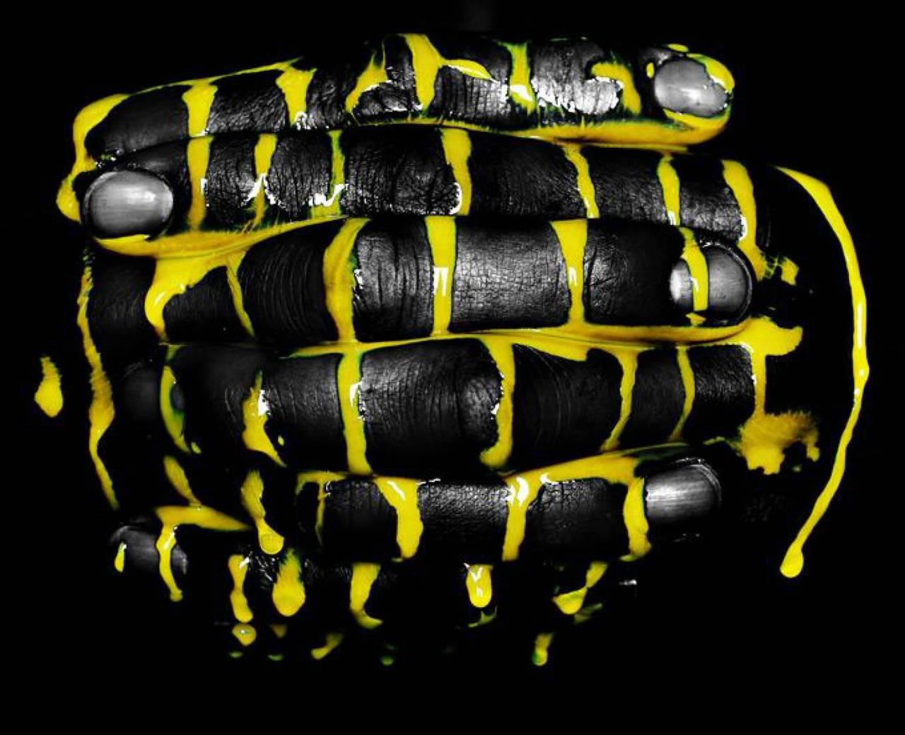 Howard Schatz Color Photograph - LLS #1032 - two hands folding looking snakelike
