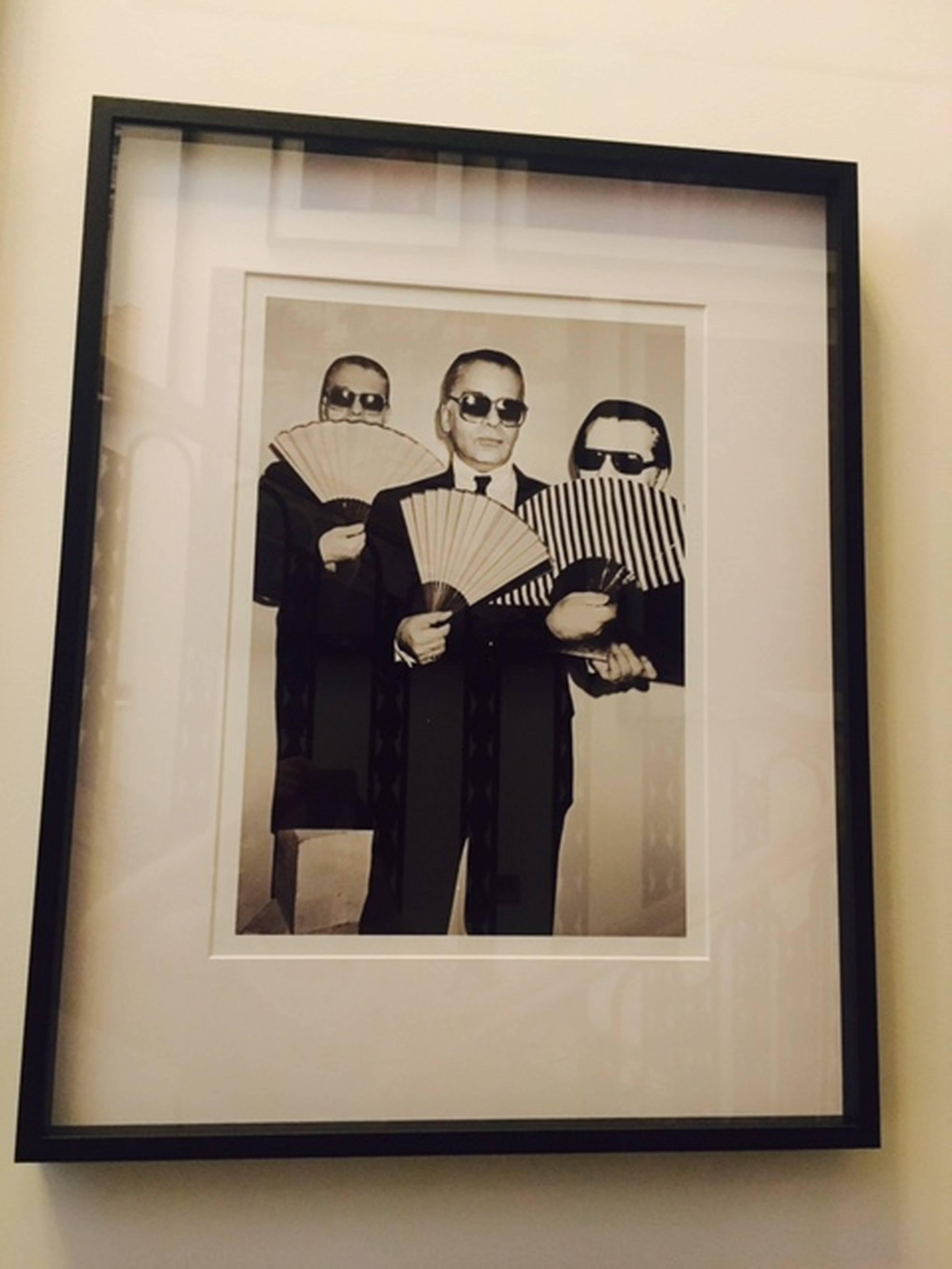 Three Faces of Karl Lagerfeld - b&w portrait of the famous fashion designer - Photograph by Roxanne Lowit