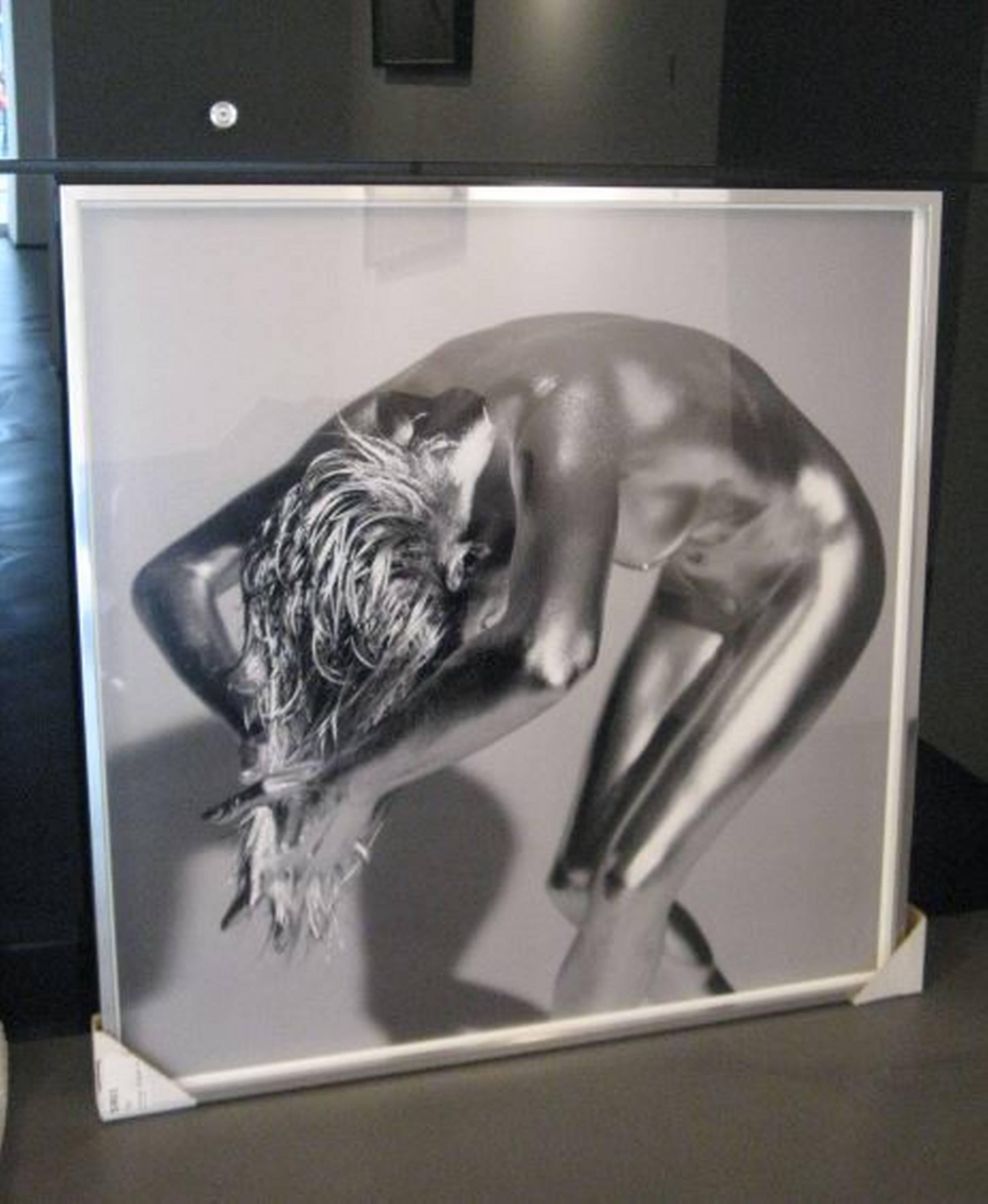 Hera - classical antique inspired silver nude, a dancer in a diving pose - Photograph by Guido Argentini