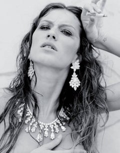 Vintage Gisele Buendchen, Cannes - the supermodel naked  in jewelry with a cigarette